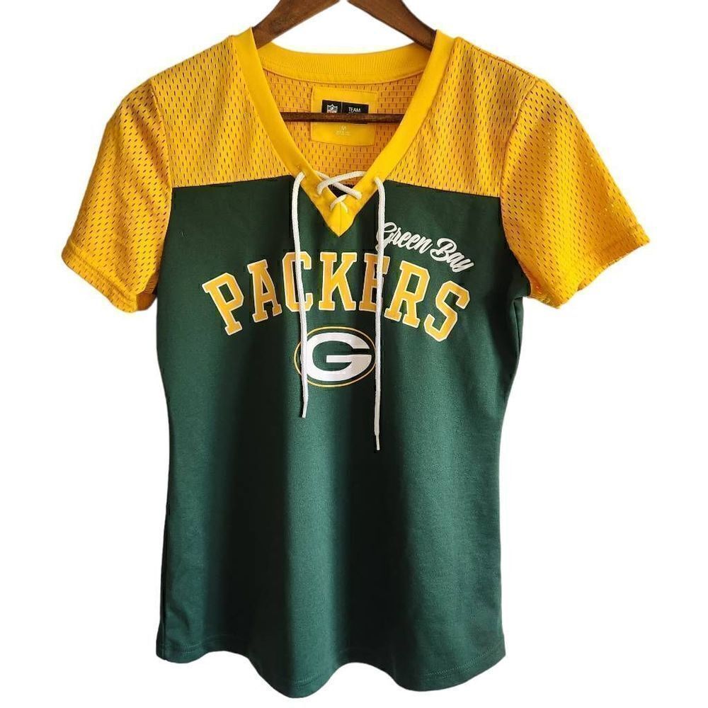 Greenbay Packers Jersey T-Shirt Womens Medium NFL Green Football